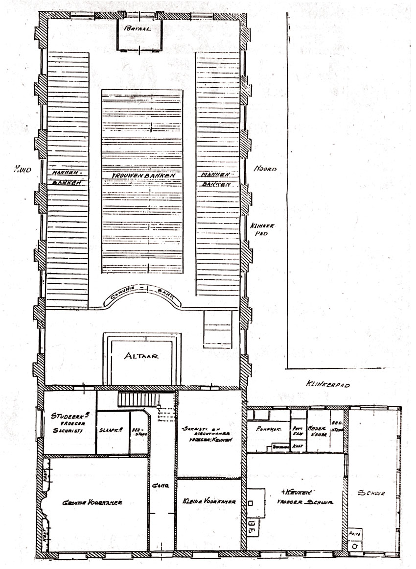 plattegrond (1847) van de H. Micha&euml;l-kerk op Schokland