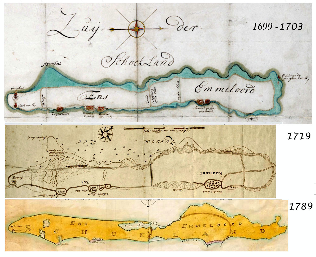 Kaarten Schokland 1701-1789