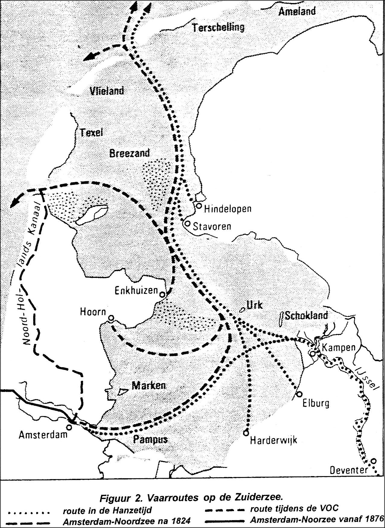 vaarroutes op de Zuiderzee