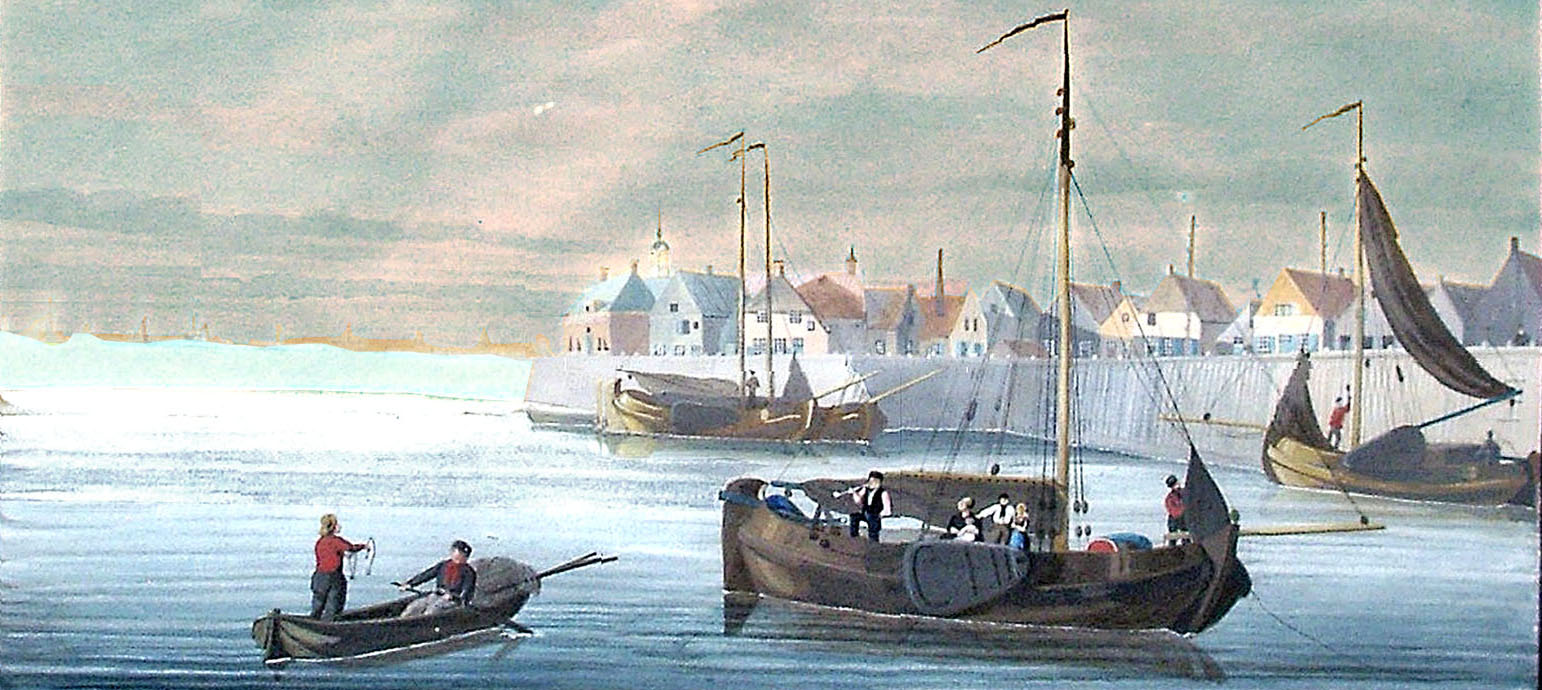 Museum Schokland verwierf in 2018 onderstaande goache van de Middelbuurt van v&oacute;&oacute;r 1859 (uitsnede met aangepaste kleuren).