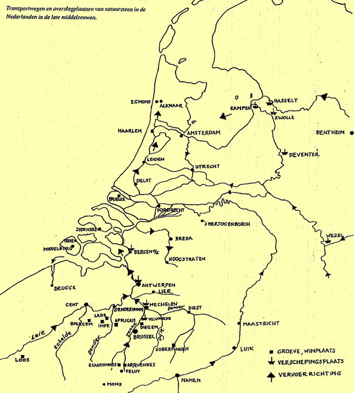 1.32 Transportwegen en overslag natuursteen late middeleeuwen