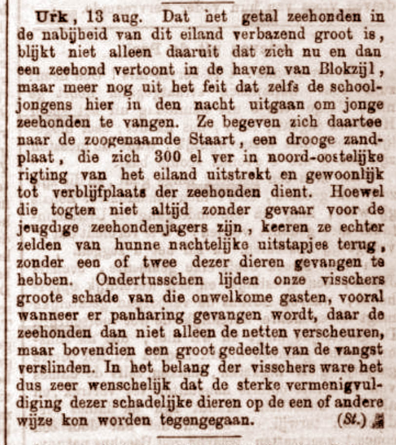 07. 1872 17 aug Arn Courant Zeehonden Urk